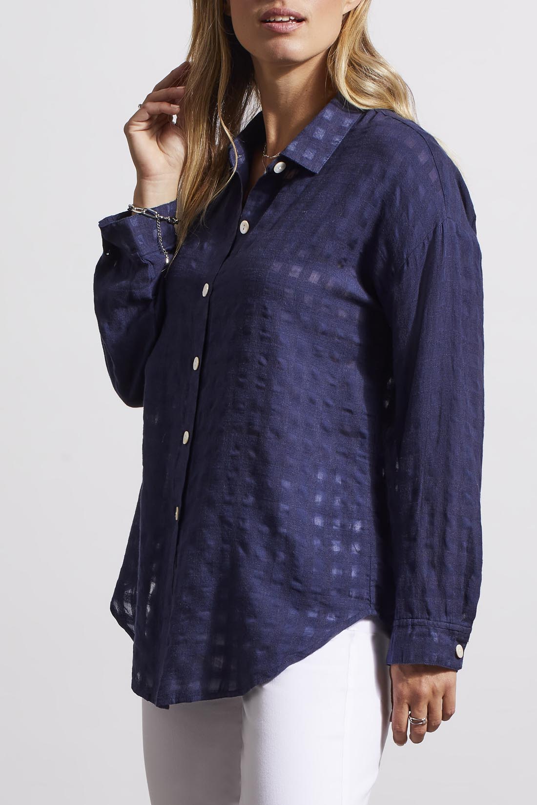 L/S BTN FRT BLOUSE-JET BLUE 1753O-3887