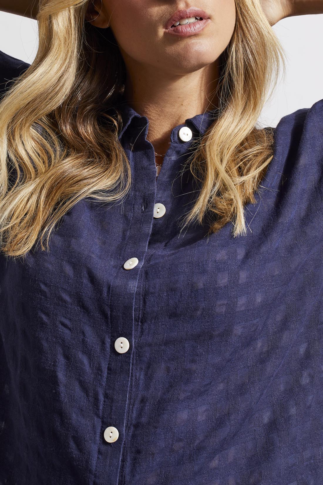 L/S BTN FRT BLOUSE-JET BLUE 1753O-3887