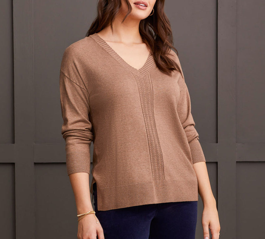 V-Neck Sweater-Mocha-1924O