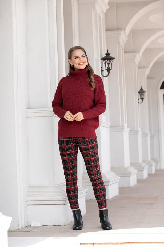 Waffle Knit Sweater - RED