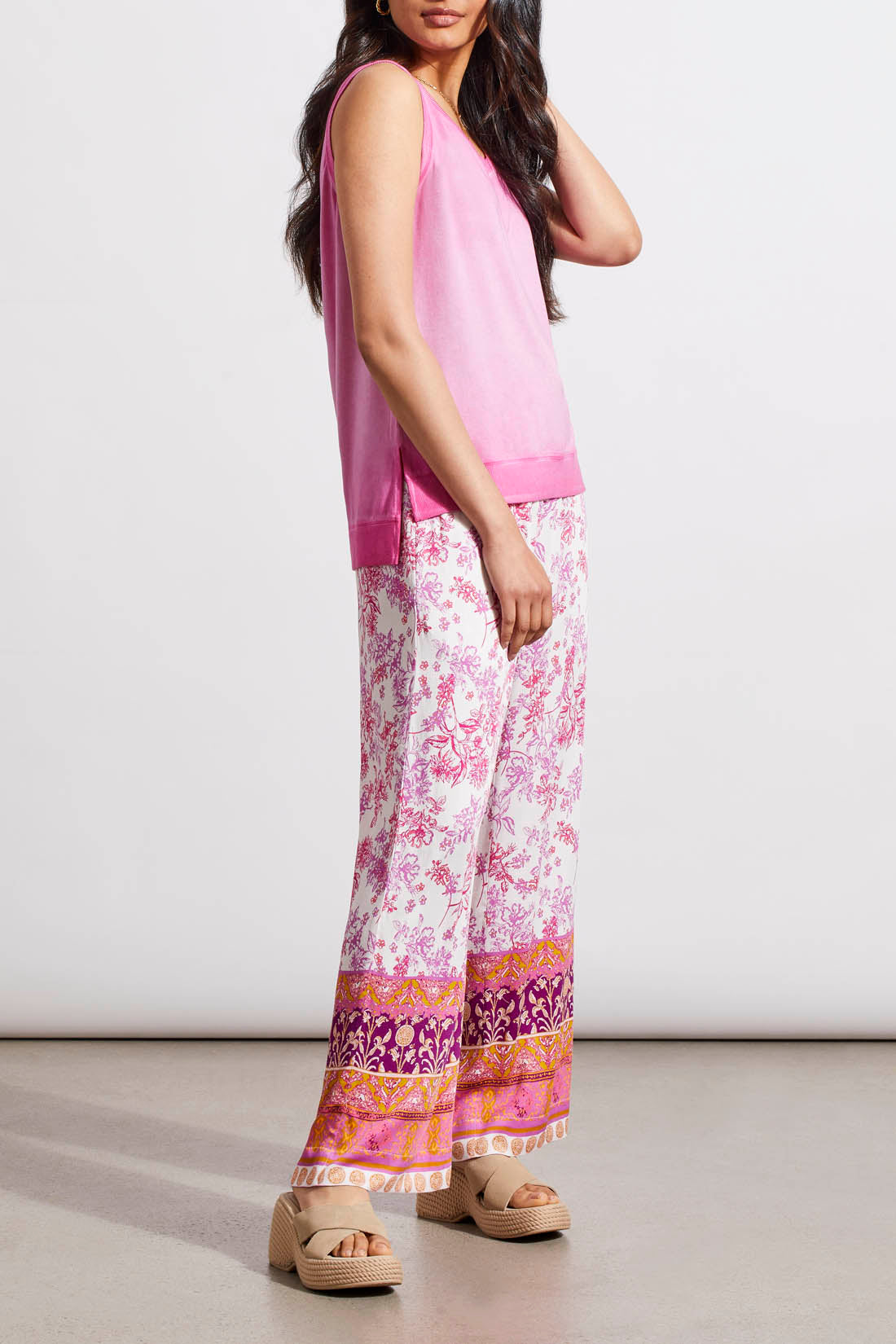 HIGH LOW TANK TOP W/ SPECIAL WASH EFFECT-HI PINK 5358O-4923