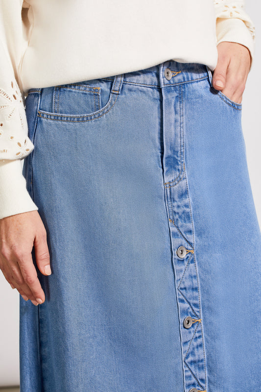 Button Down Flo-Midi Skirt-5557O