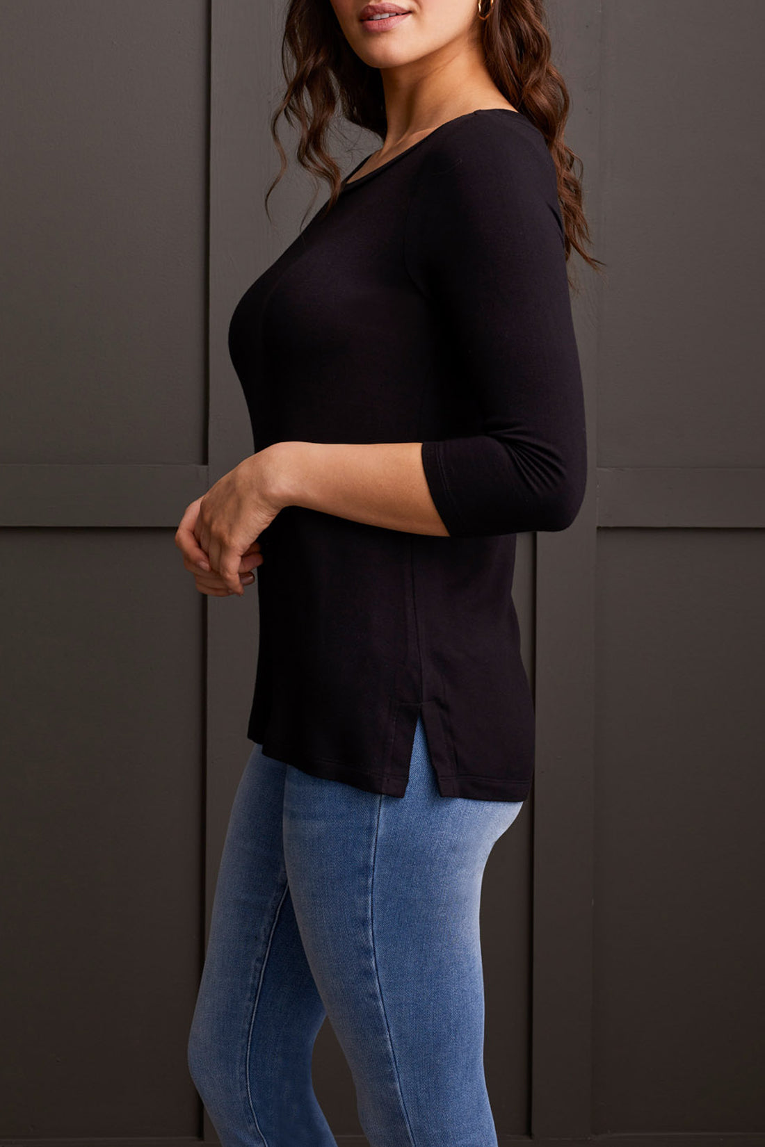 3/4 Slv Wide Crew Nk Top-5588O
