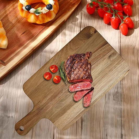 Wood Cutting Board with Handle 16" x 8"