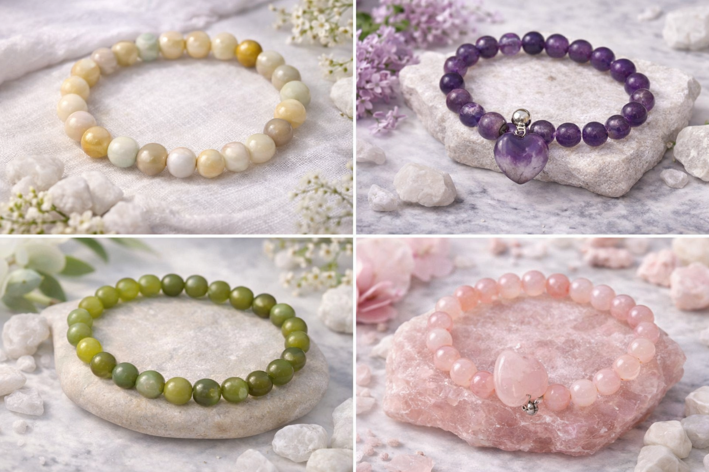 Amethyst Gemstone Bracelet (w/ heart)