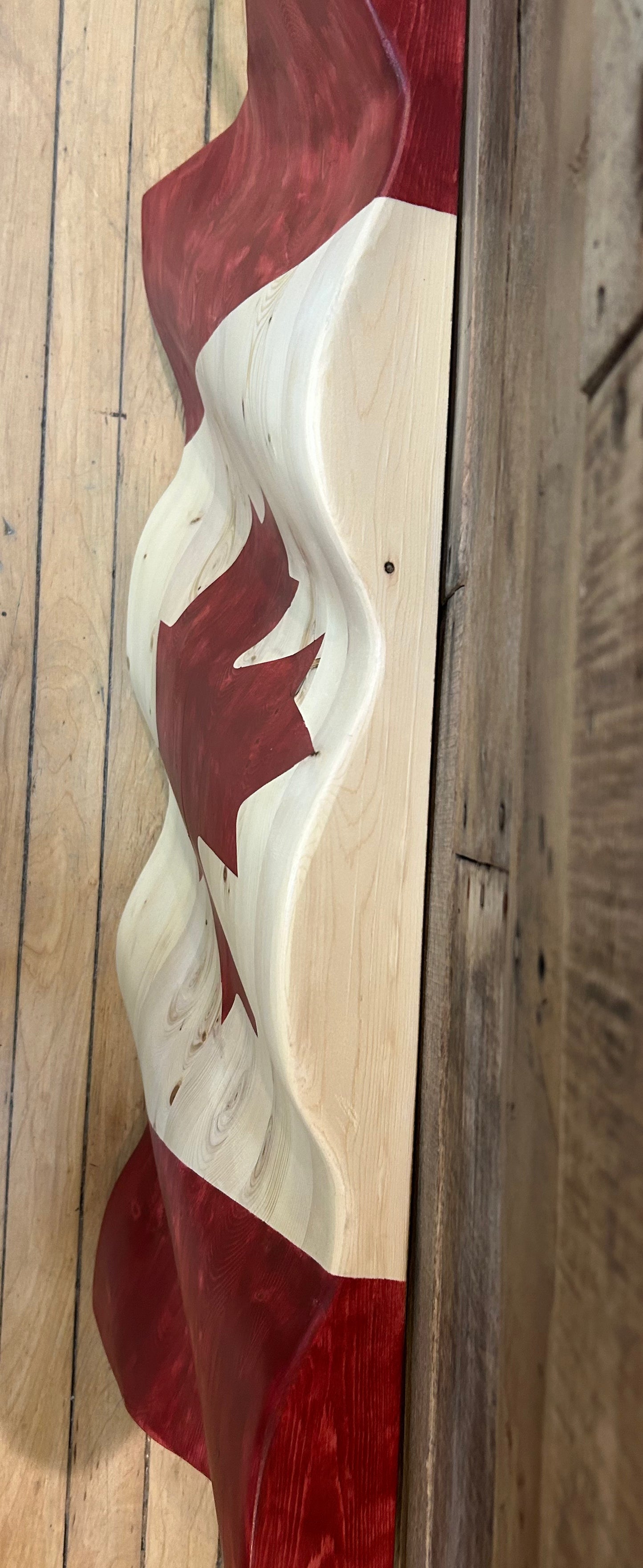 Wooden Wavy Canadian Flag