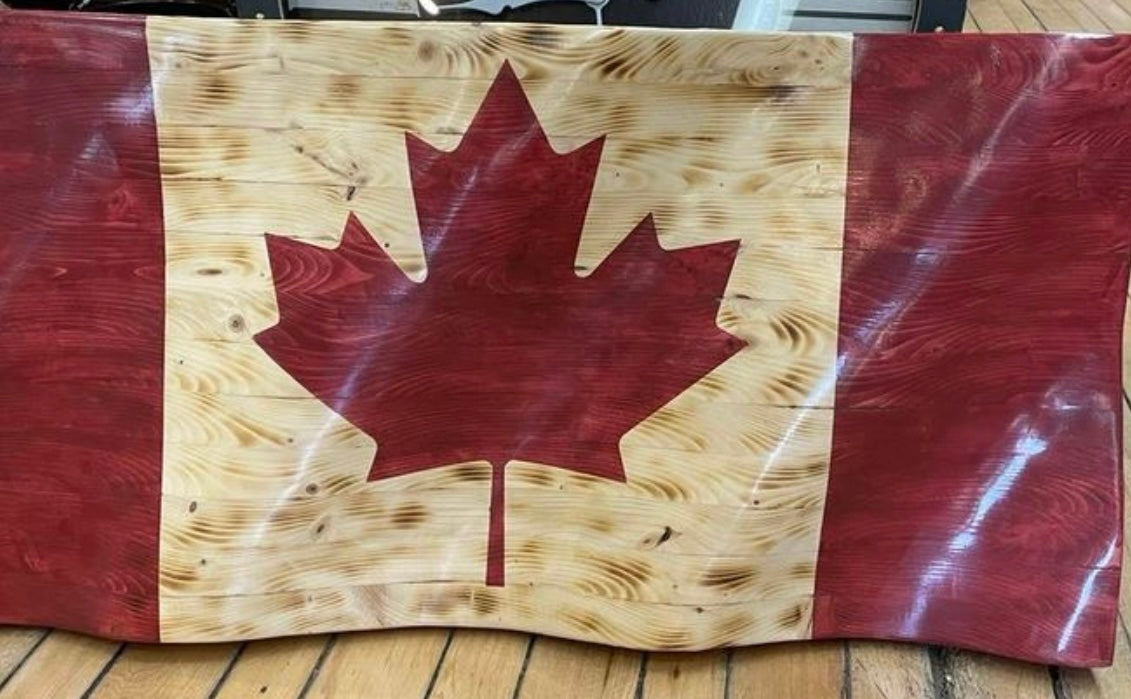 Wooden Wavy Canadian Flag