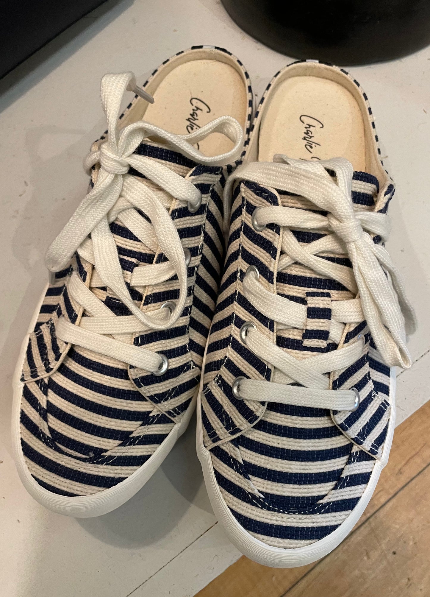 Cotton Striped Sneakers 408772C Navy