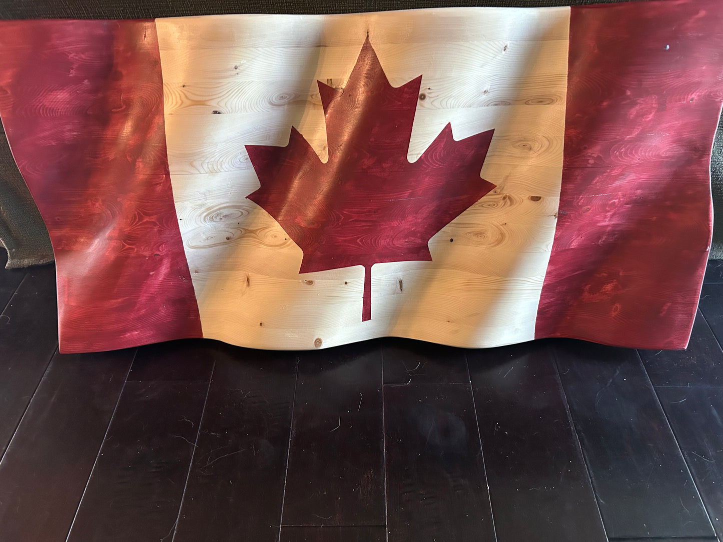 Wooden Wavy Canadian Flag