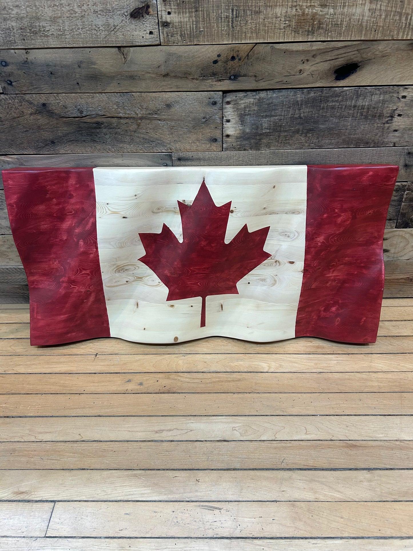 Wooden Wavy Canadian Flag