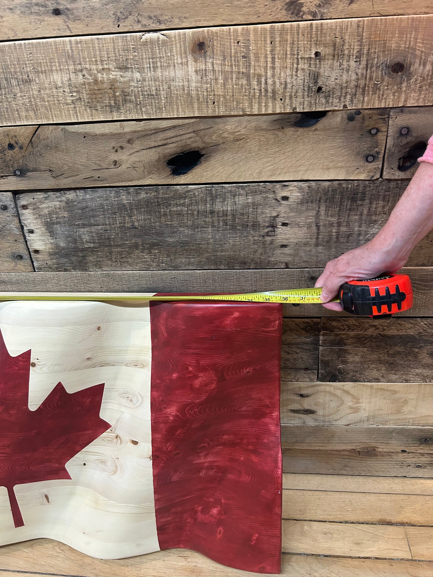 Wooden Wavy Canadian Flag