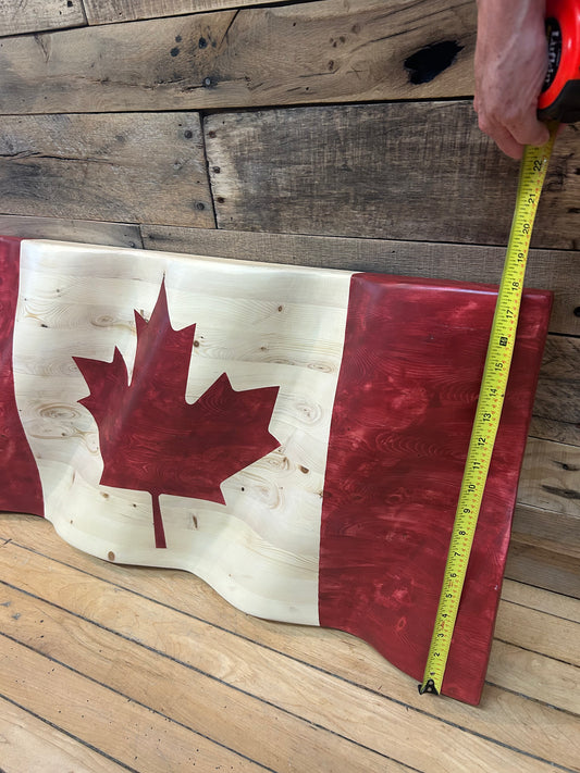 Wooden Wavy Canadian Flag