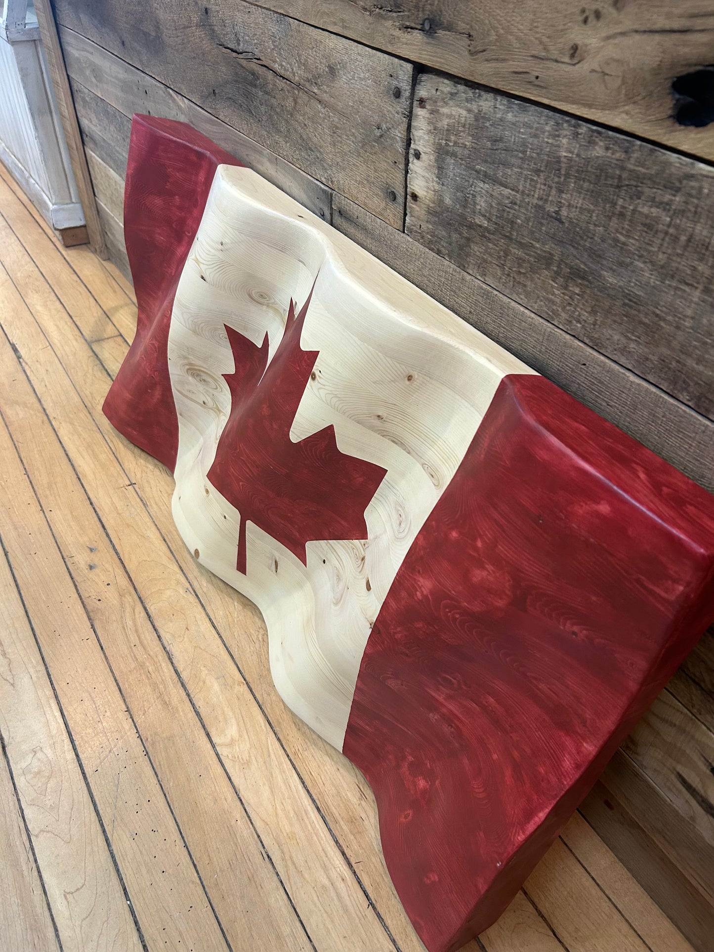 Wooden Wavy Canadian Flag