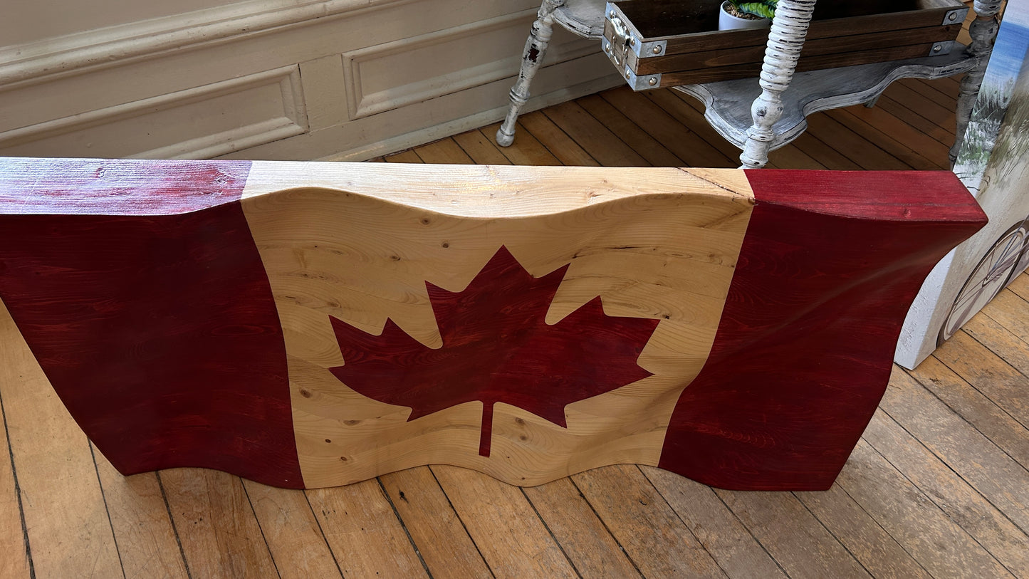 Wooden Wavy Canadian Flag