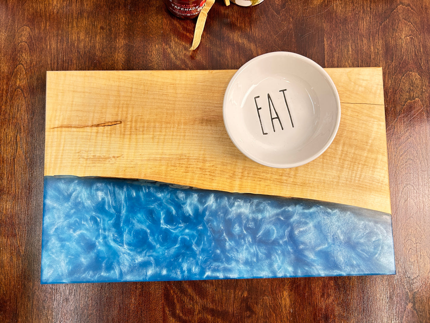Charcuterie Board w/ Blue Epoxy 15" x 9"