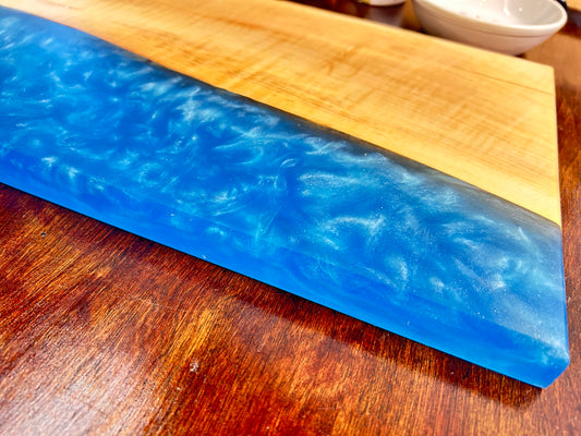 Charcuterie Board w/ Blue Epoxy 15" x 9"