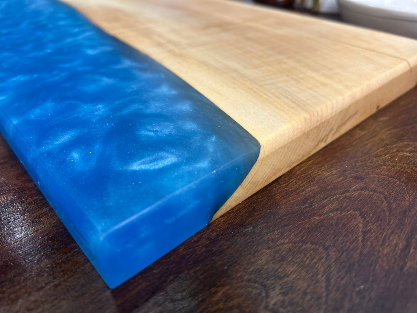 Charcuterie Board w/ Blue Epoxy 15" x 9"