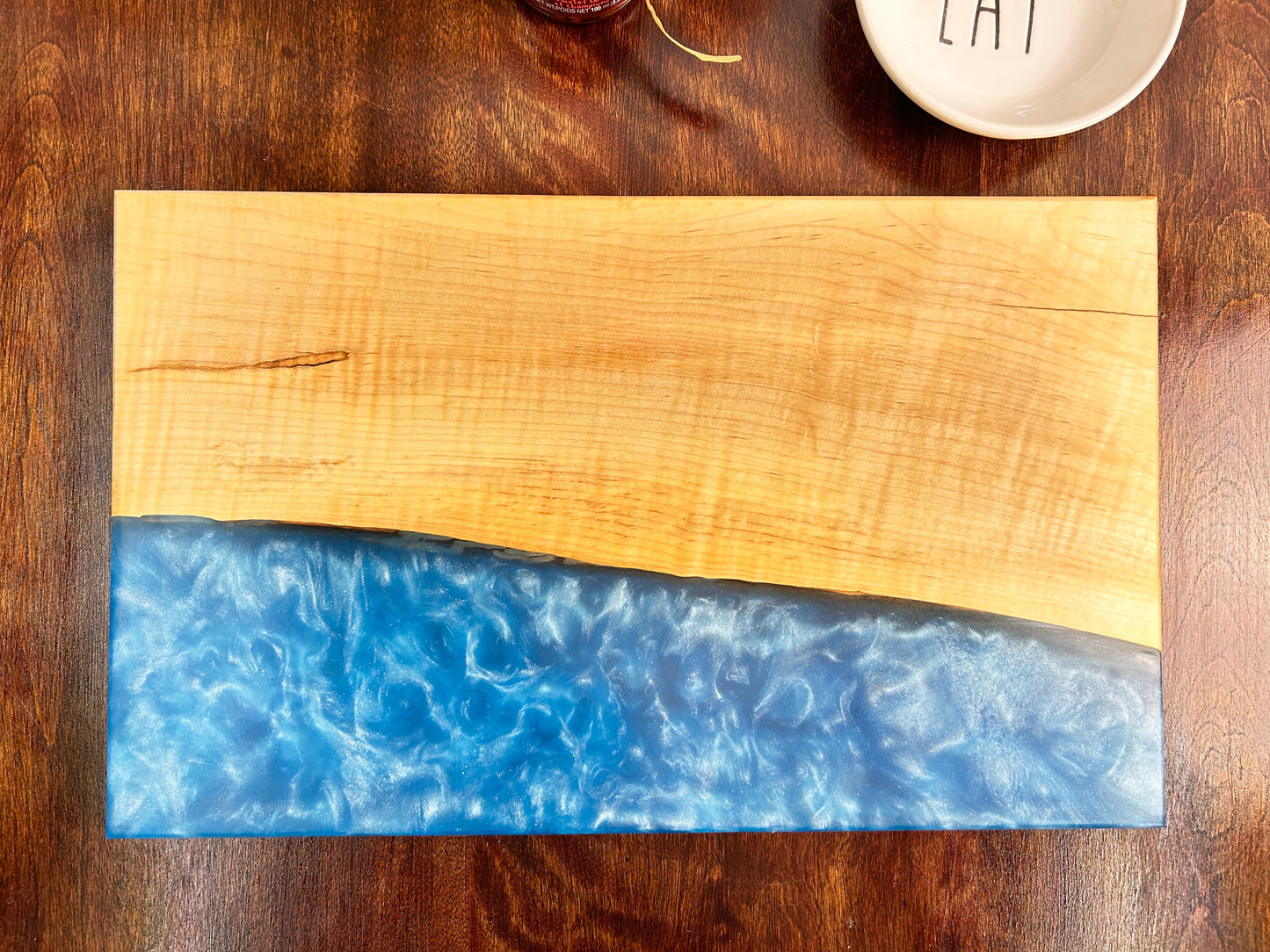 Charcuterie Board w/ Blue Epoxy 15" x 9"