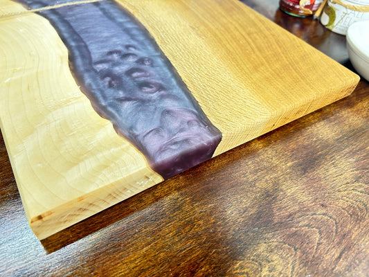 Charcuterie Board w/ Purple Epoxy + Cheese Spreader 15" x 12"