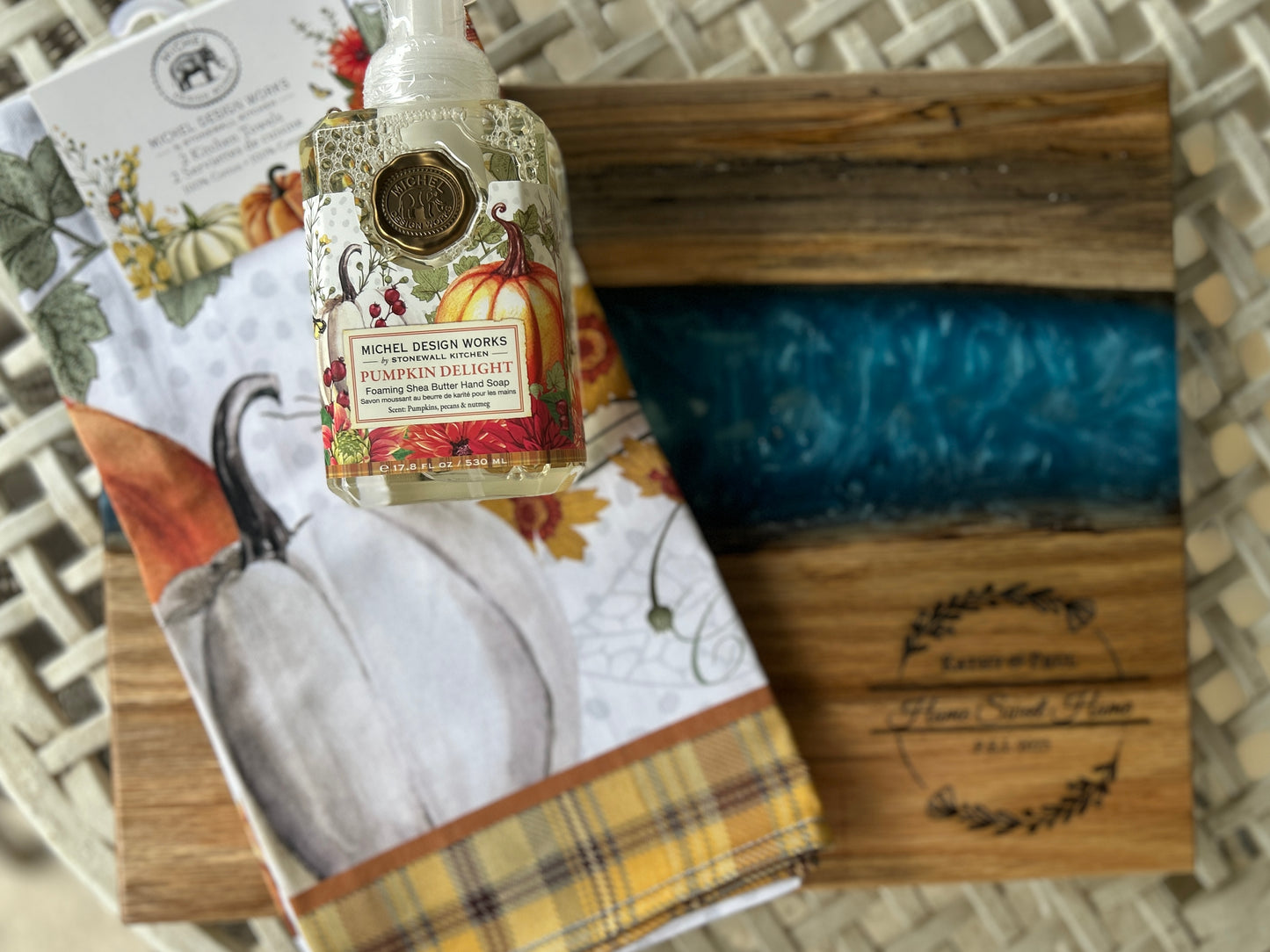 Charcuterie Board w/ Blue Epoxy + Cheese Spreader 15" x 12"