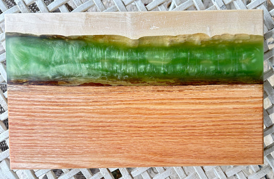 "Maple Oak River" Charcuterie Board w/ Green Epoxy 15" x 9"