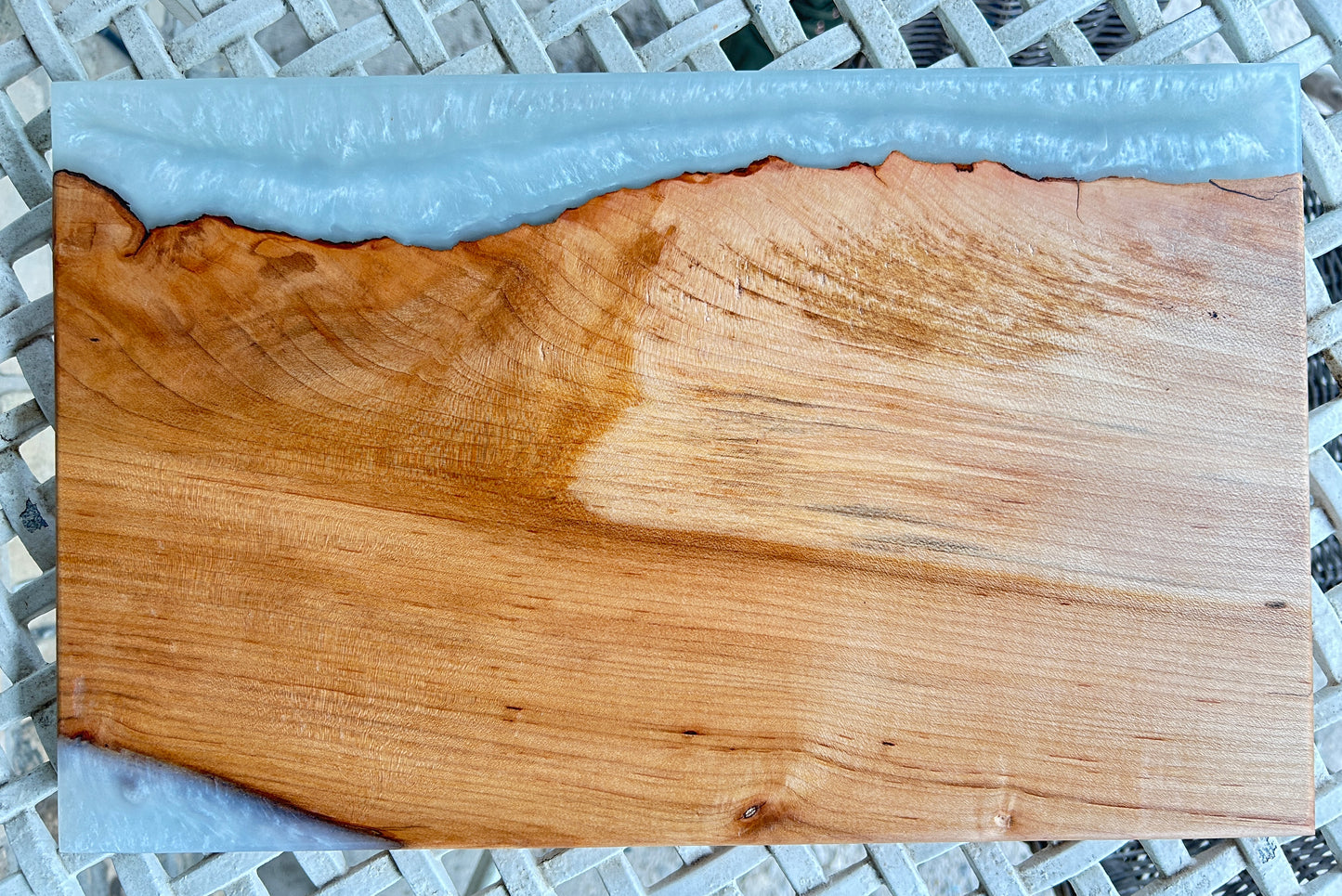 Charcuterie Board Walnut w/ White Epoxy 15" x 9" x 1"