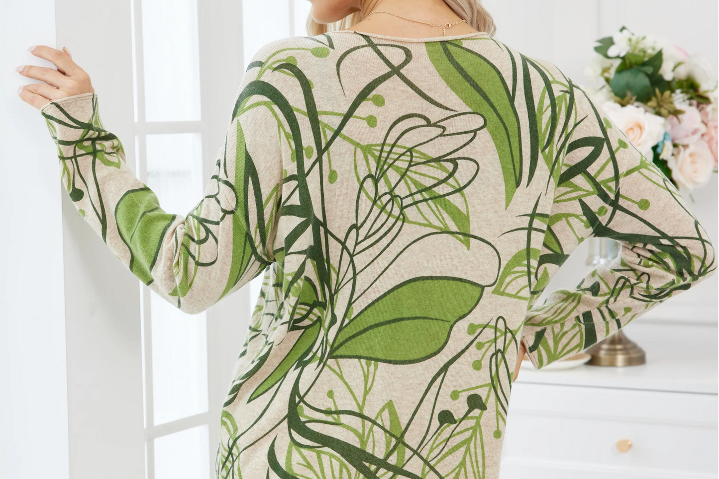Cashmere Feel Tunic Top- Green