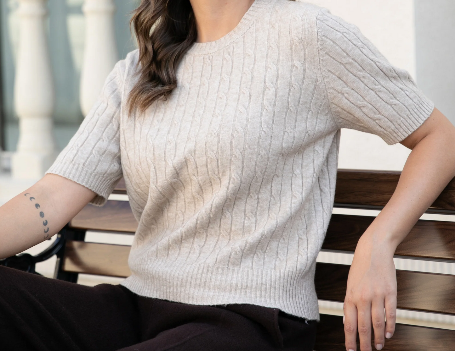 Cable Knit Top- VANILLA
