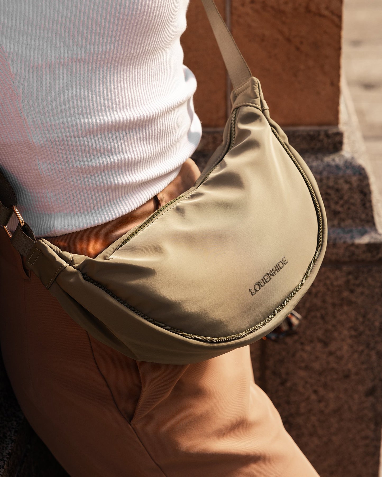 Sylvia Nylon Sling Bag - Khaki