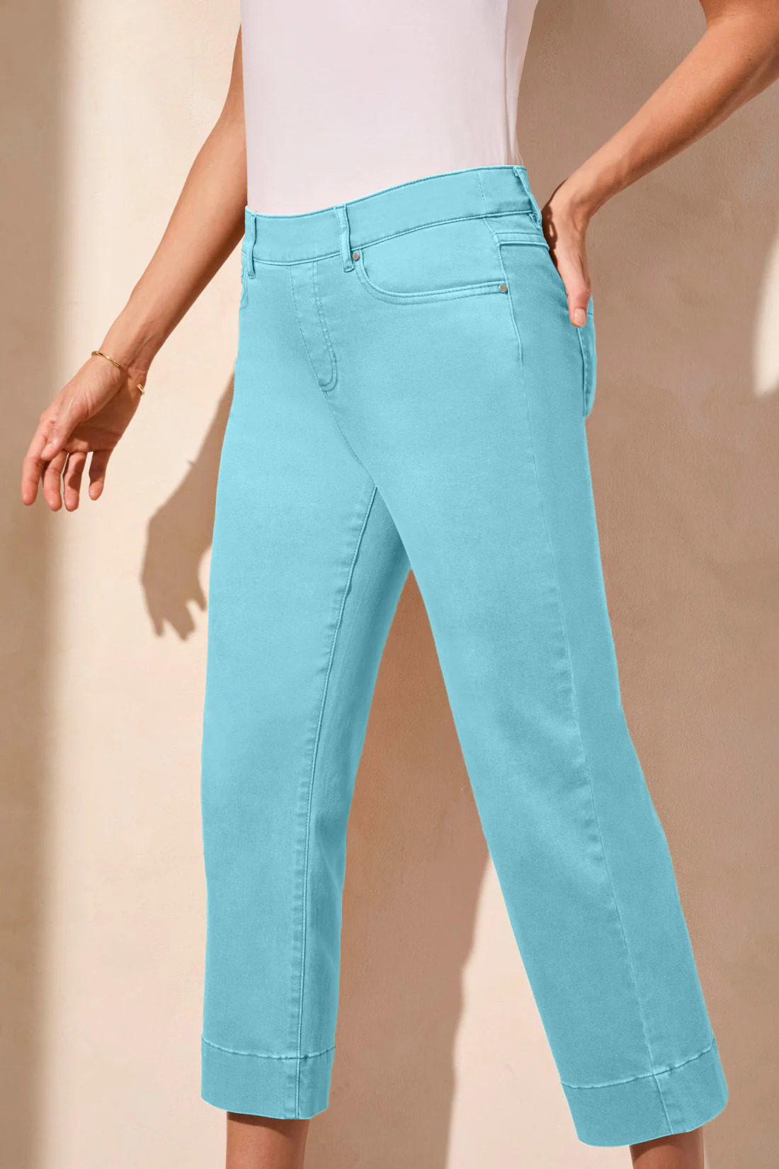 Pull-On Kick Flare Capri - 1647O-Oasis