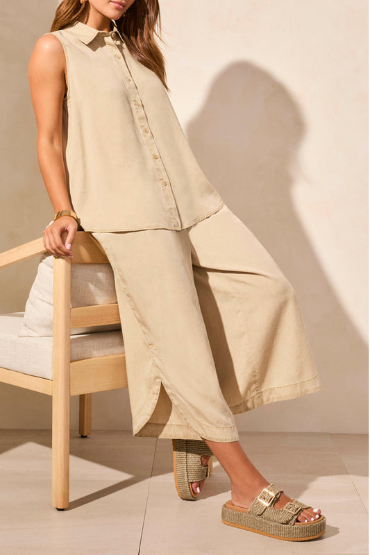 Flowy Sleeveless Shirt 5789O - DustySand