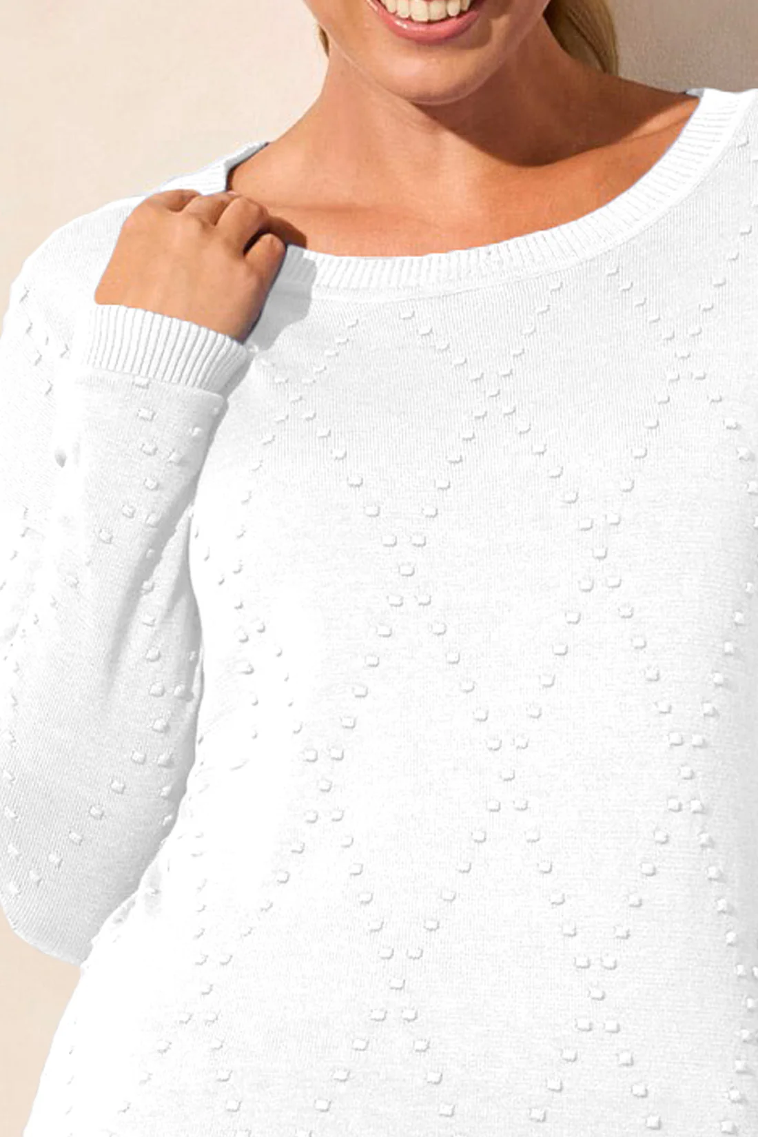 Long Sleeve Crew Sweater 2107O- White