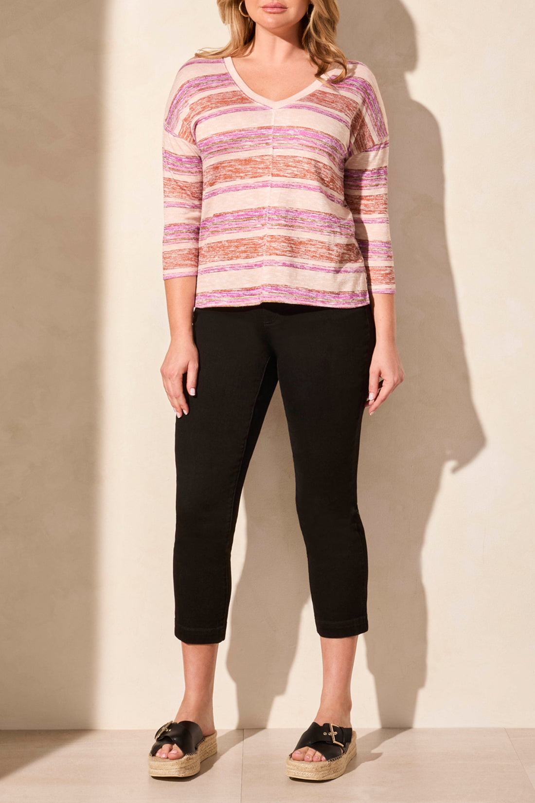 3/4 Sleeve V-Neck or Crew 5769O- Orchidsky