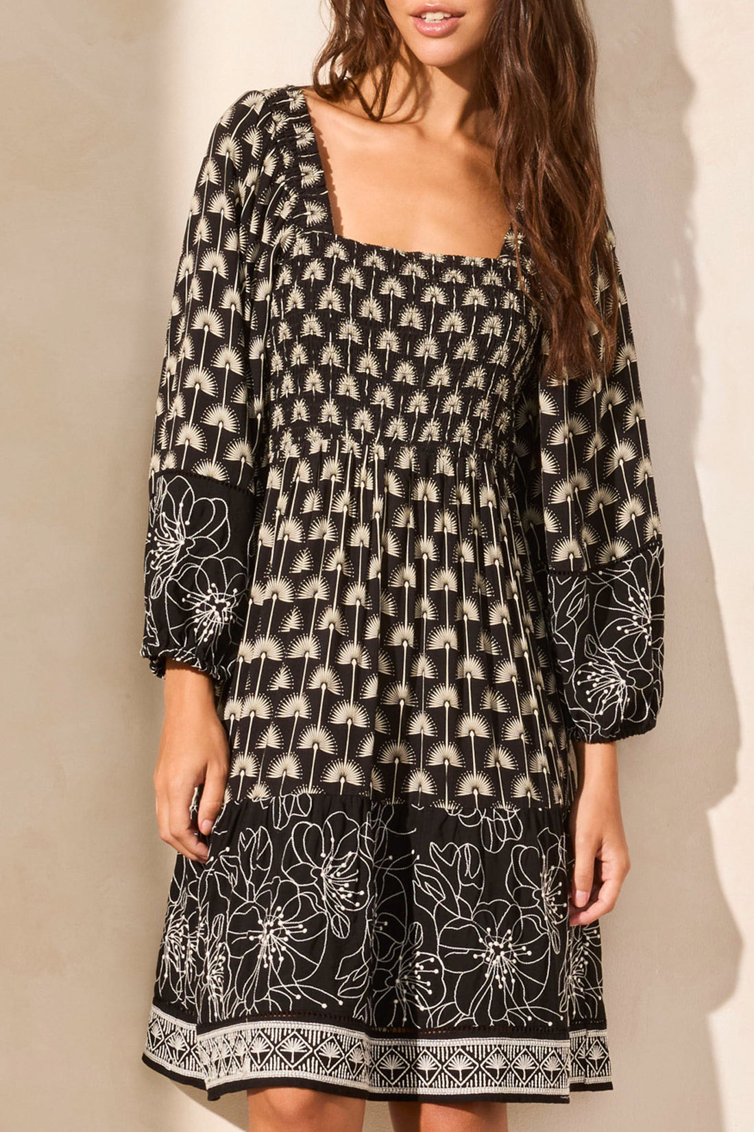 Wear 2 ways Embroidered Dress 928O-Black