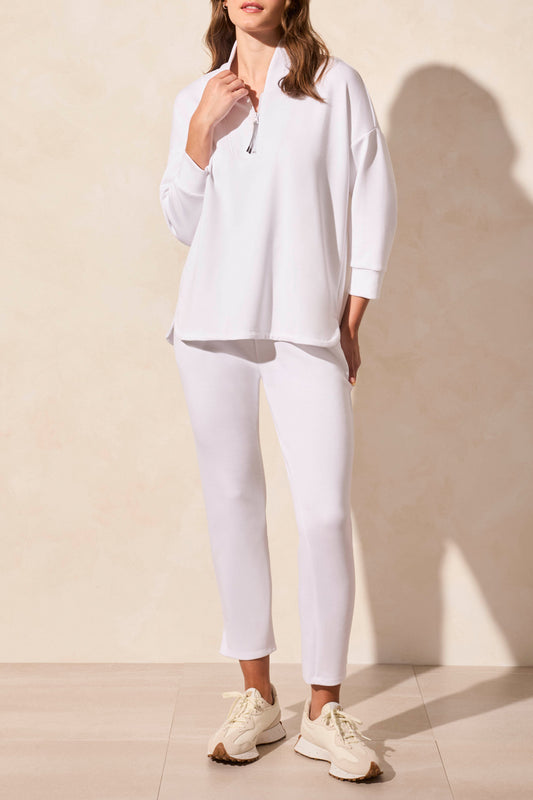 3/4 Sleeve Top with Zipper 2040O-White