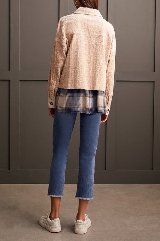 Crop Denim Shacket-Beige-5577O