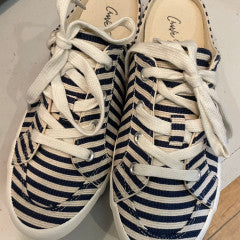 Cotton Striped Sneakers 408772C Navy
