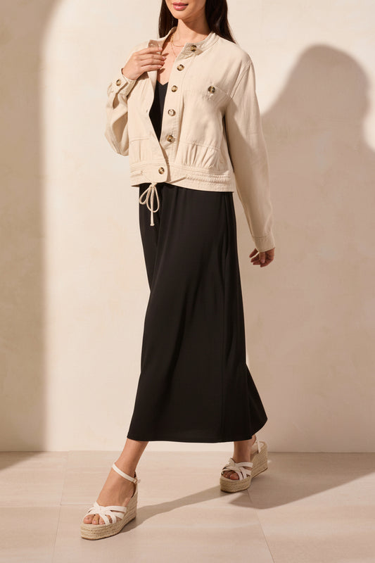 Long Sleeve Button Front Jacket 2186O-French Oak