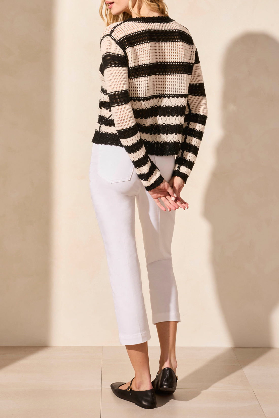 Button Down Crochet Sweater 5738O-Black