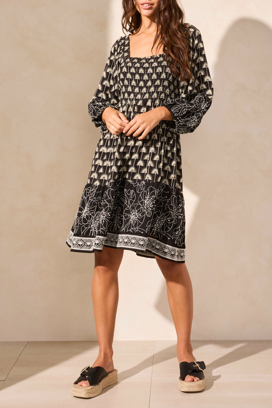 Wear 2 ways Embroidered Dress 928O-Black