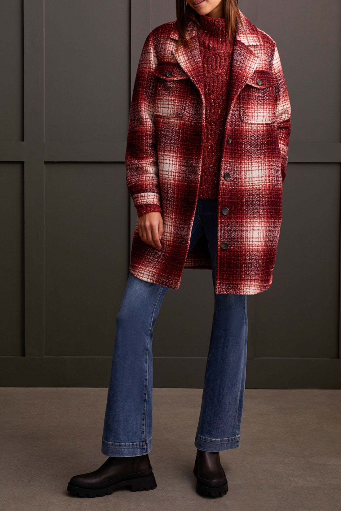 Jacket /w Notch Collar-Portwine-7183O
