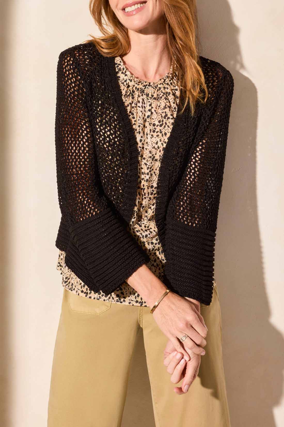 Open Stitch Cardigan 5758O - Black