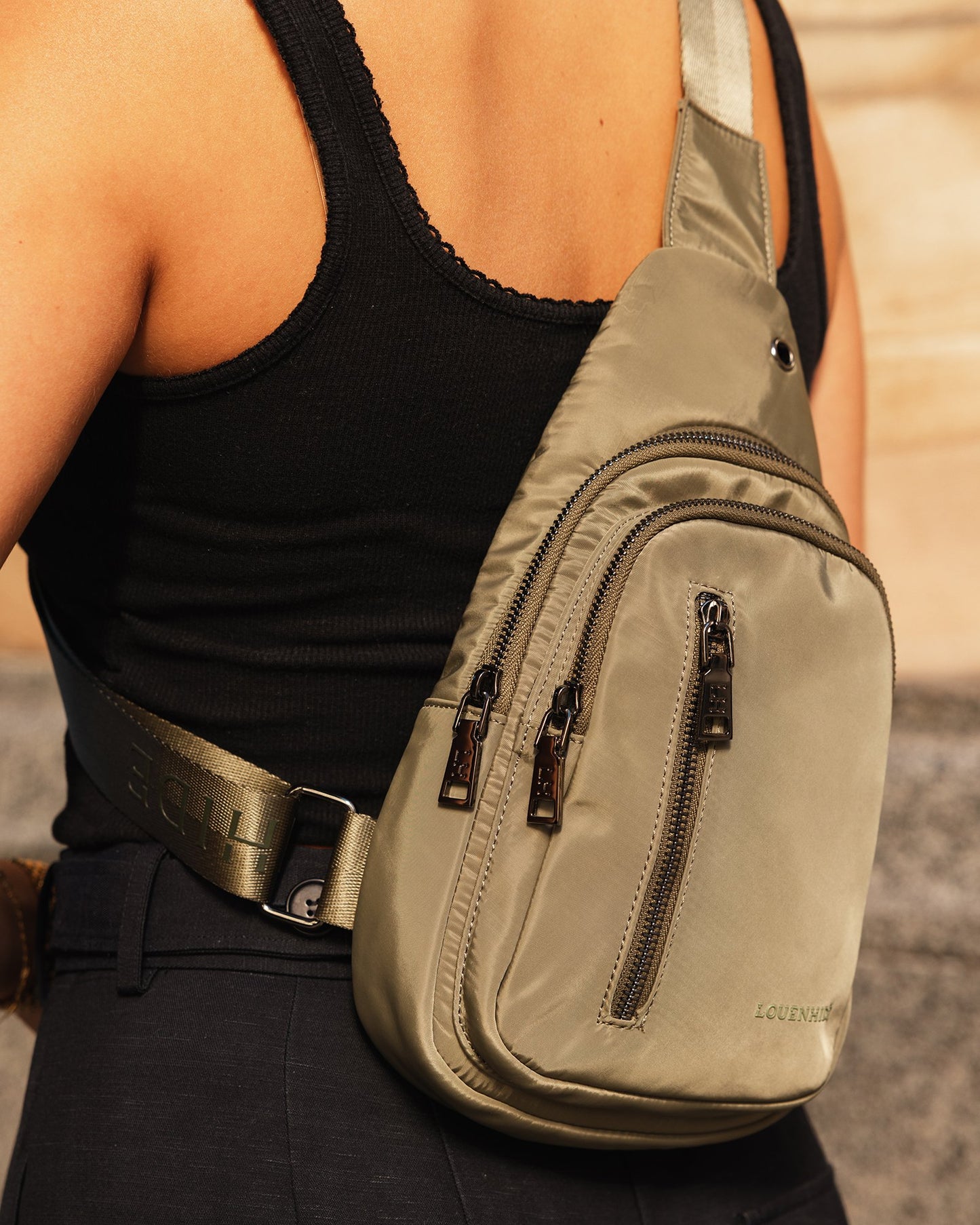 Boyd Nylon Sling Bag - Khaki