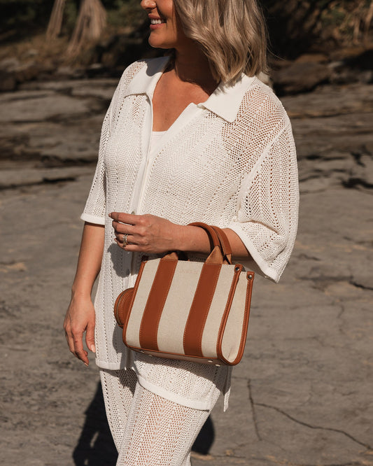 Manhattan Mini Tote Bag - Natural Tan Canvas