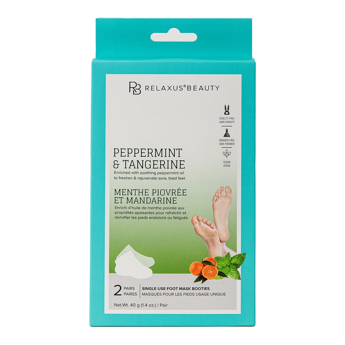 Foot Mask Booties (2 Pairs) Peppermint & Tangerine