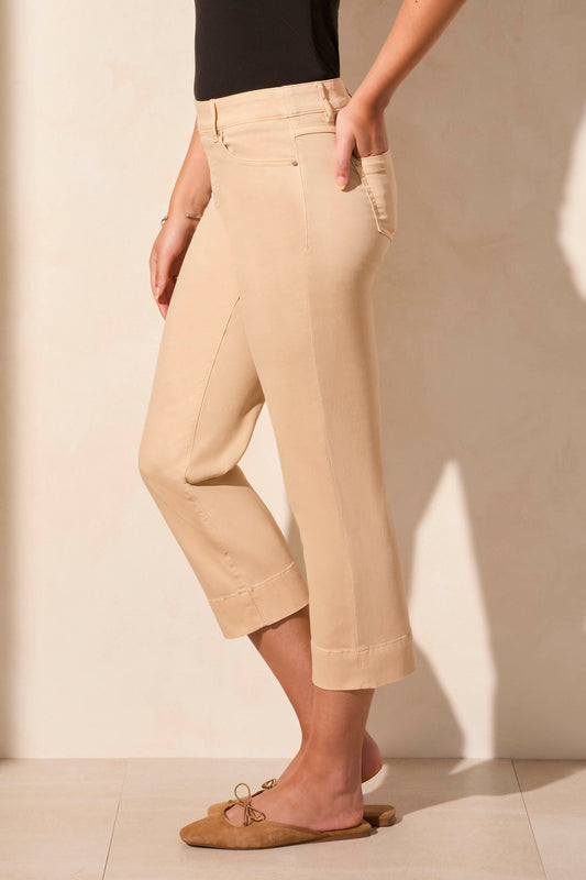 Pull-On Kick Flare Capri-1647O-Safari