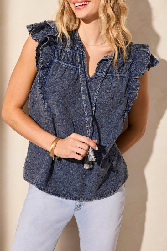 Frill Sleeve Blouse 5826O - ScubaBlue