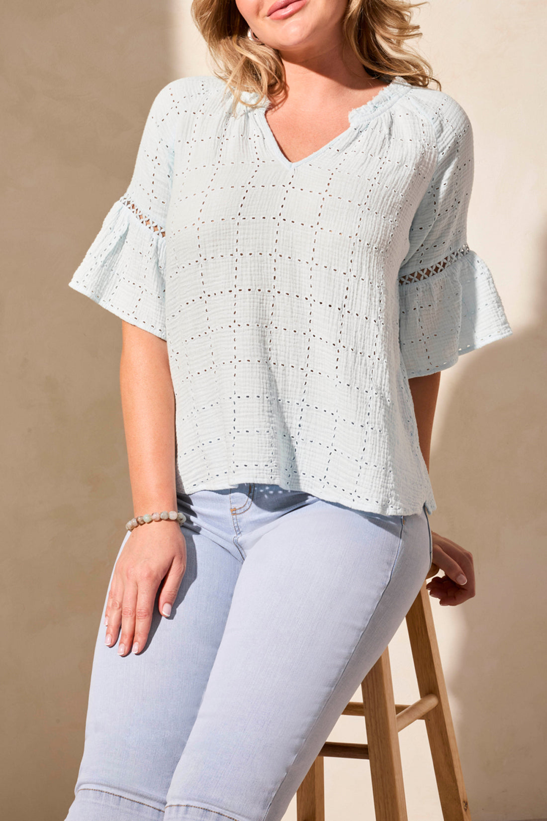 Raglan Sleeve Blouse 5827O Water Blue