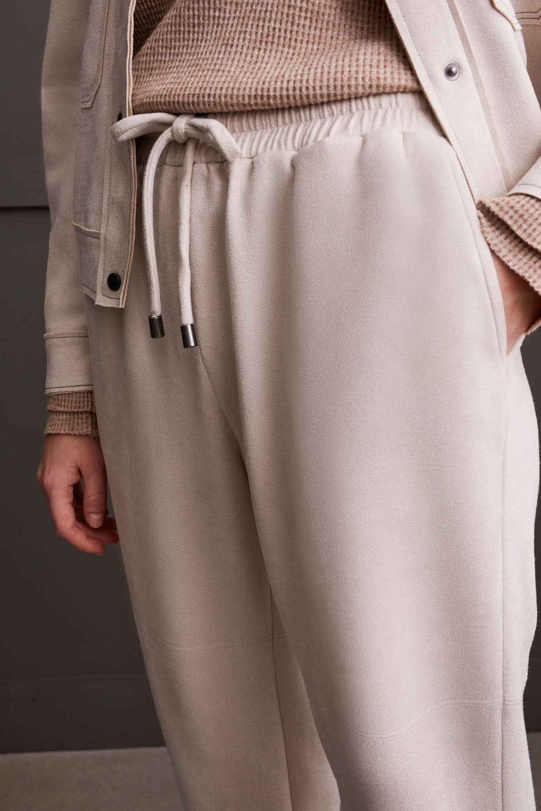Suede Pant /w Cuts-Eggshell-5642O