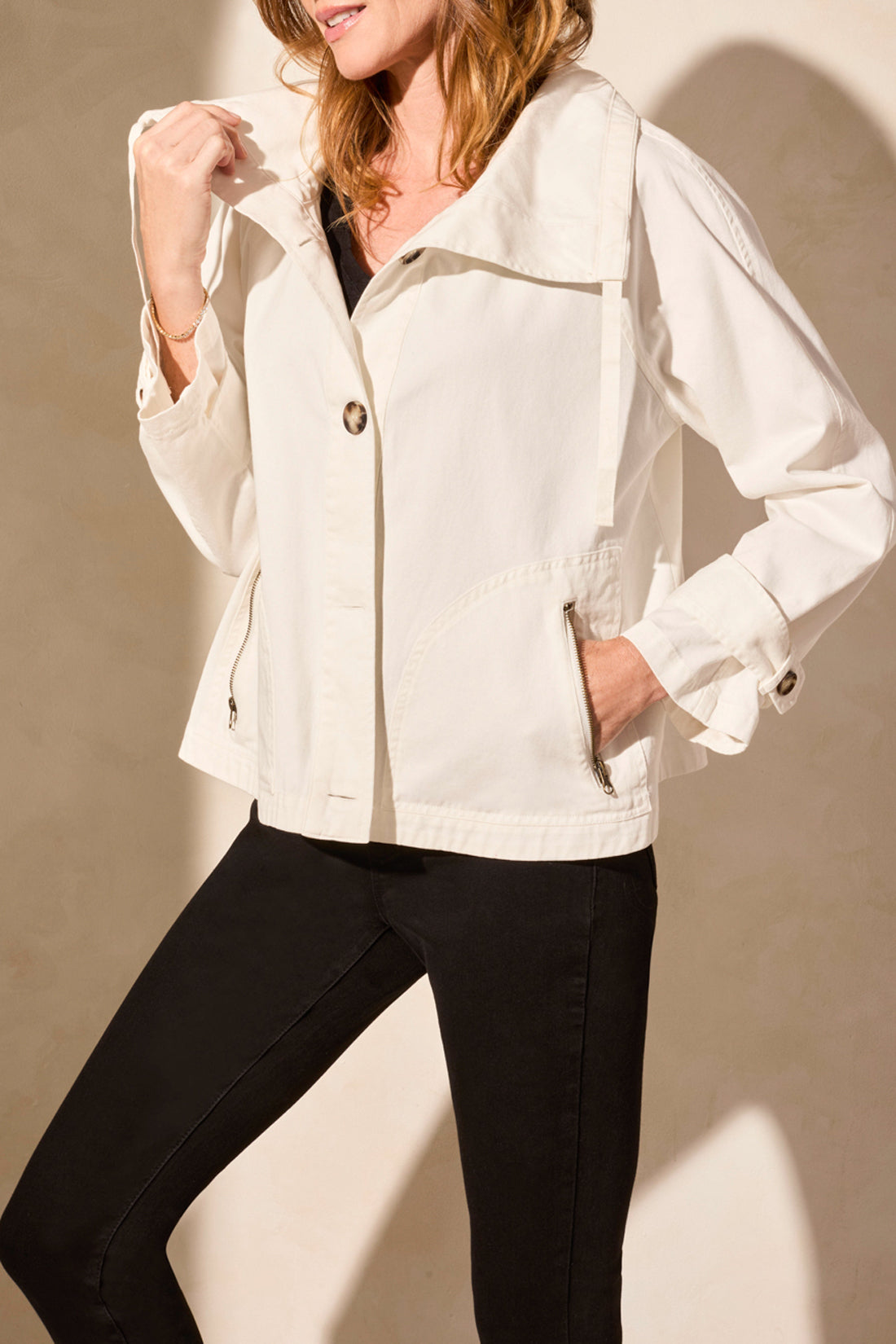 Long Sleeve Button Front Coat 2179O-White